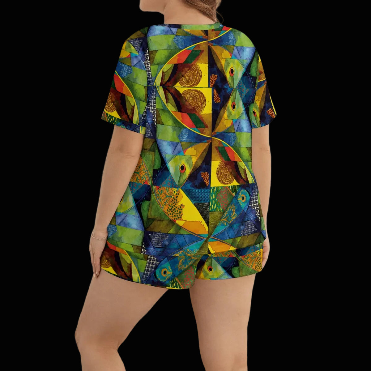 “Ocean Echoes” Women's Soft-Touch Pajama Set With Shorts