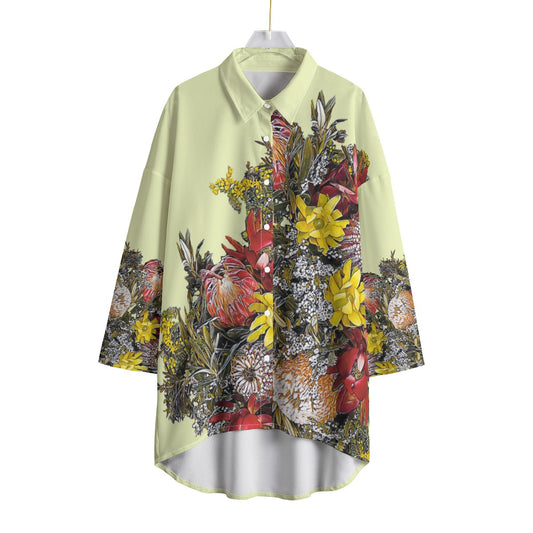 “Australian Native Bouquet” Women's Chiffon Shirt With Elbow Sleeve