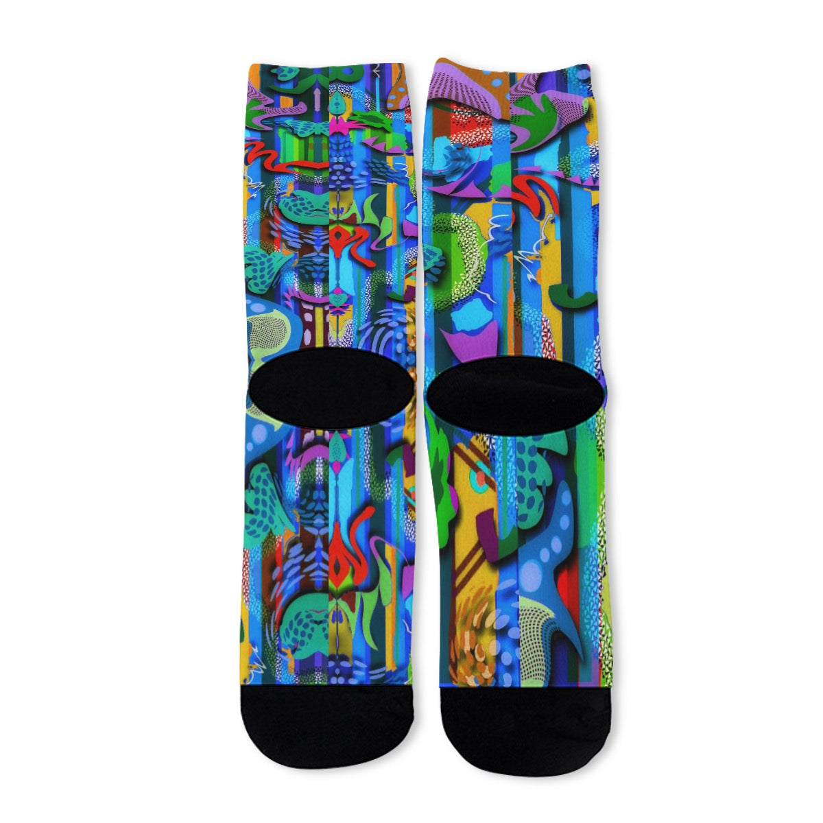 “Labyrinth” Blue Unisex Long Socks