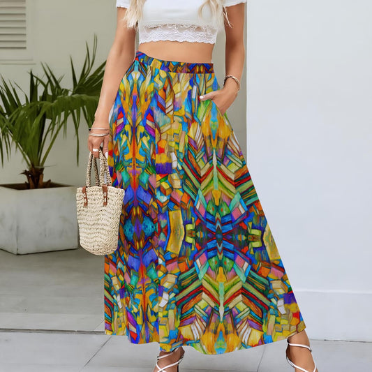 “Kaleidoscope” Women's Maxi Chiffon Skirts With Lining