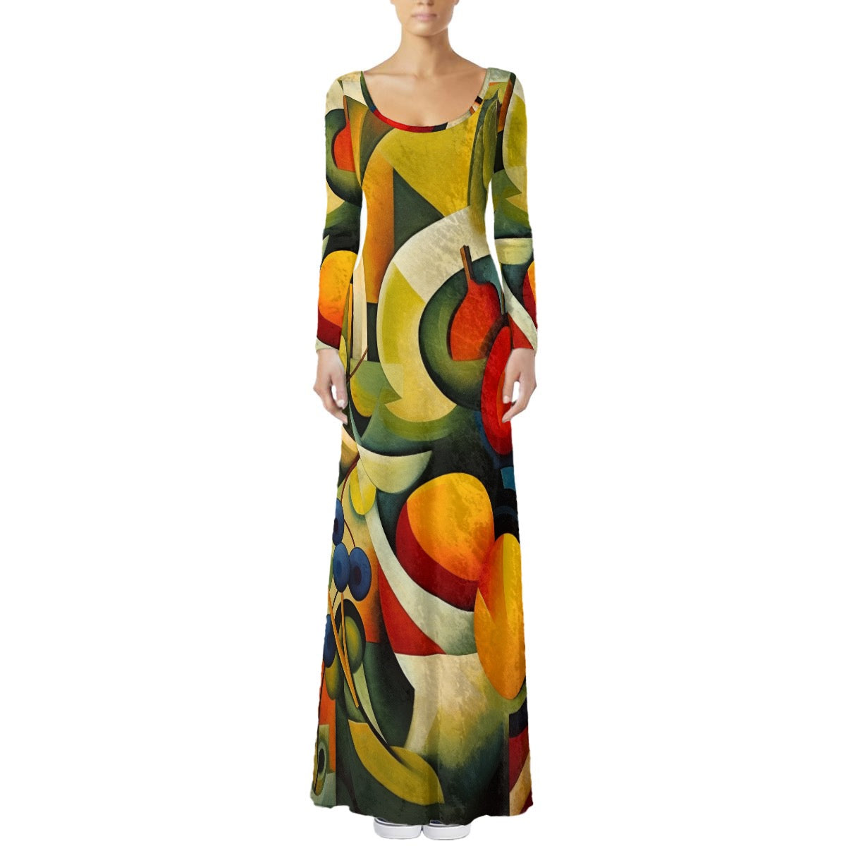 “Cubist Still Life” Women's Velvet Shine Maxi Dress