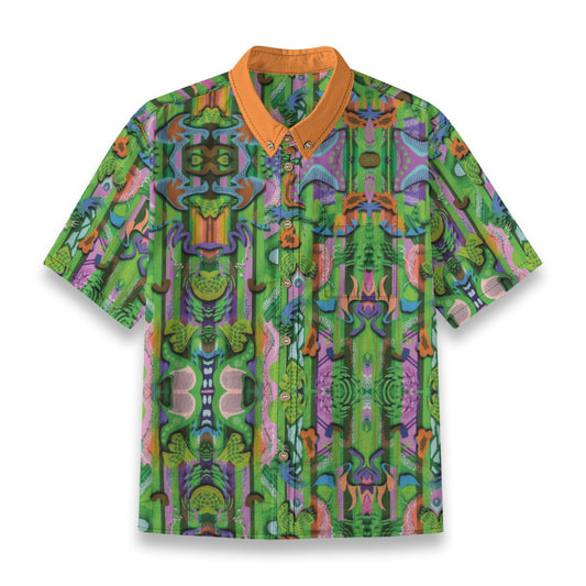 “Labyrinth” Green -Children's Shirt With Pocket | 125GSM Cotton