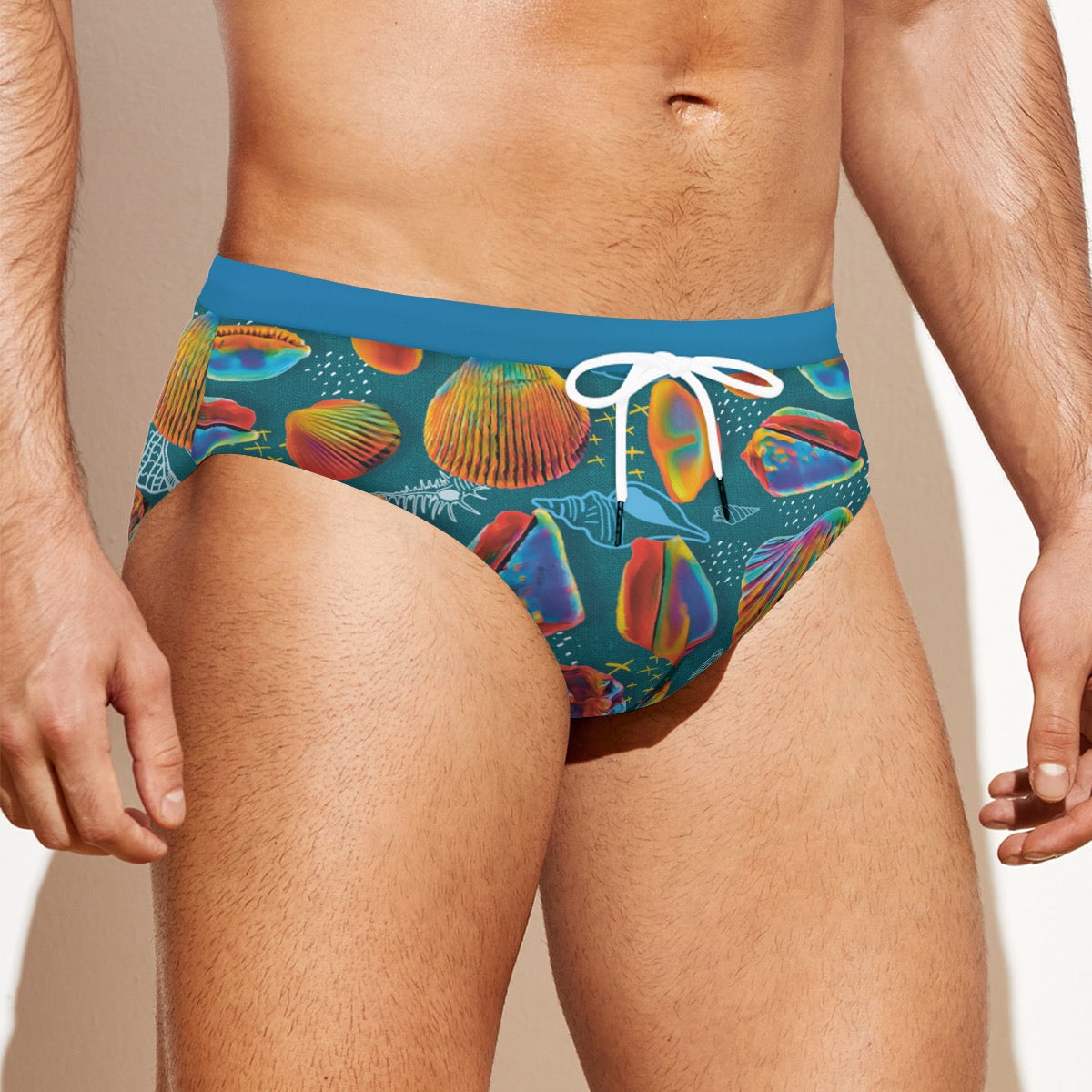 “Peregian Shells” Men'S Drawstring Swim Briefs