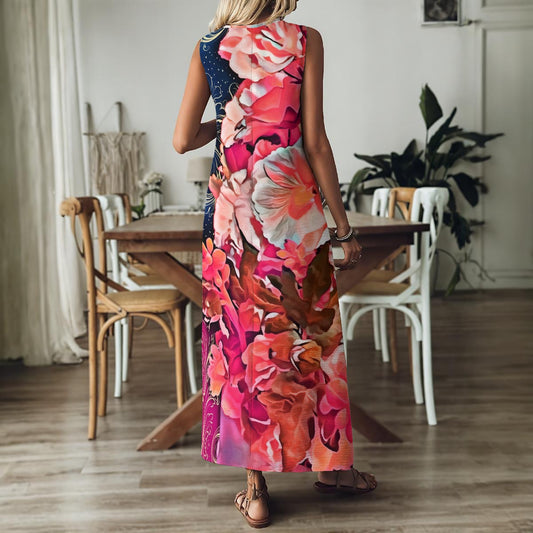 “Celestial Bloom” Women's V-Neck Long Dress