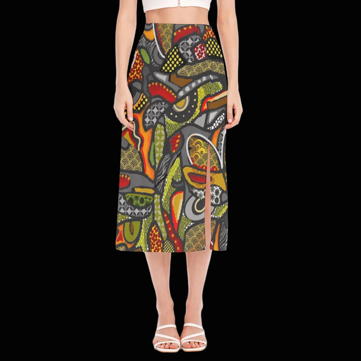 “Zedomina” Women's High Slit Long Skirt