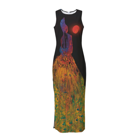 “Blood Moon” Women's Beach Perspective Chiffon Sleeveless Dress