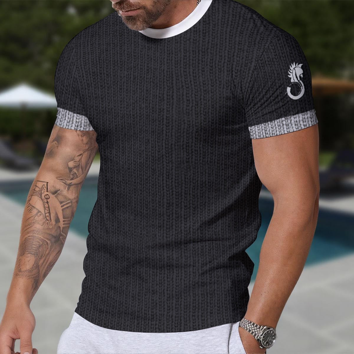 “Black Knit Print” Men's Short Sleeve T-shirt