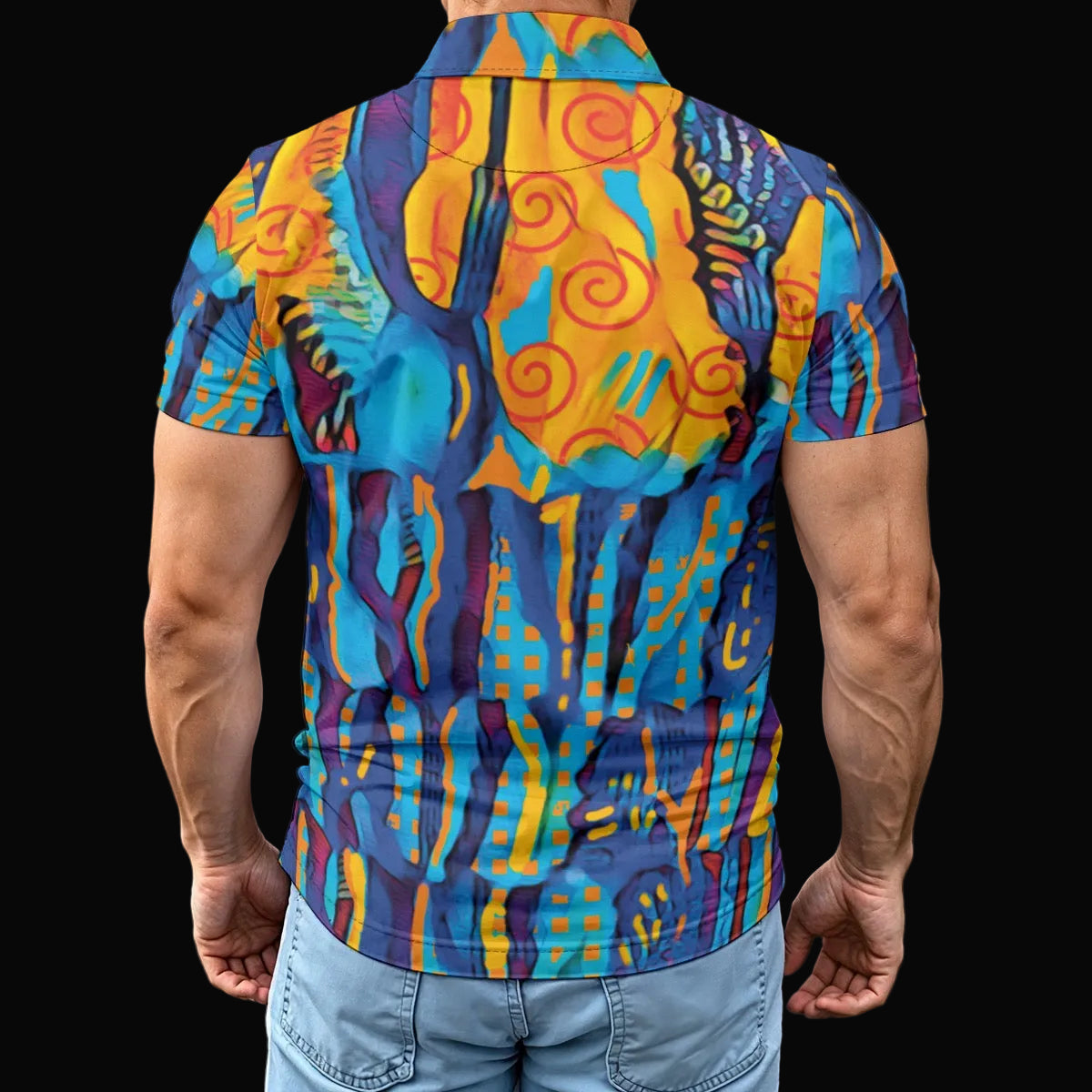 “Oceanic” Print Men's Polo Shirt