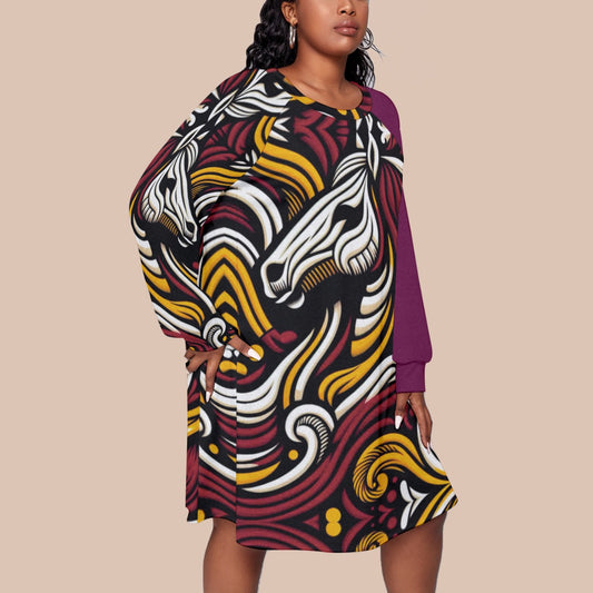 “Bronco” Women's Dress With Raglan Sleeve(Plus Size)