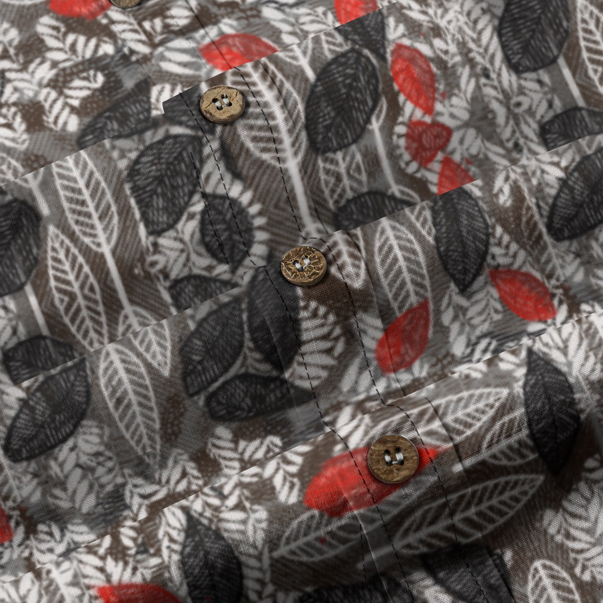 “Foliage Flush” Men's Casual Lapel Long Sleeve Shirt|125GSM Cotton