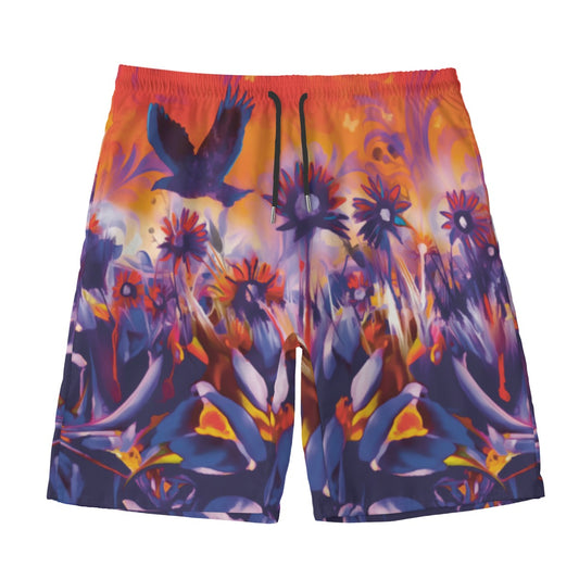 âSunset Flightâ Menâs Beach Shorts With Lining
