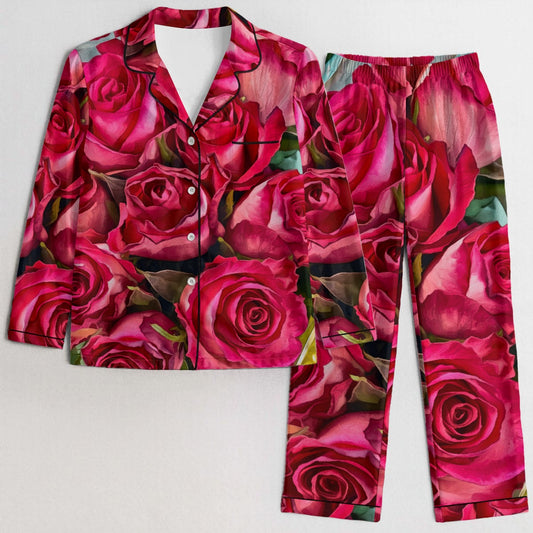 “Rose Red” Women's Satin Pajama Set