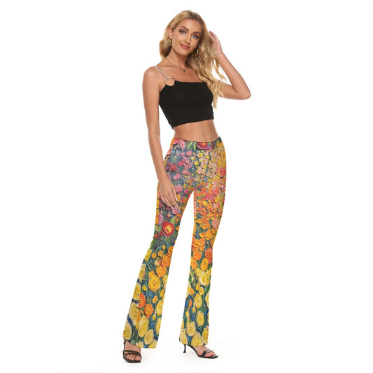 “Floriana” Women's High Elastic Flare Pants