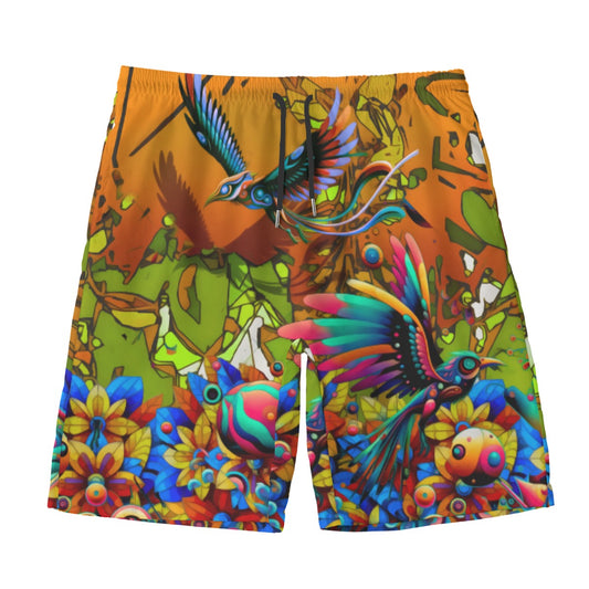 âYellow Garden of Unseemly Delightsâ Menâs Beach Shorts With Lining