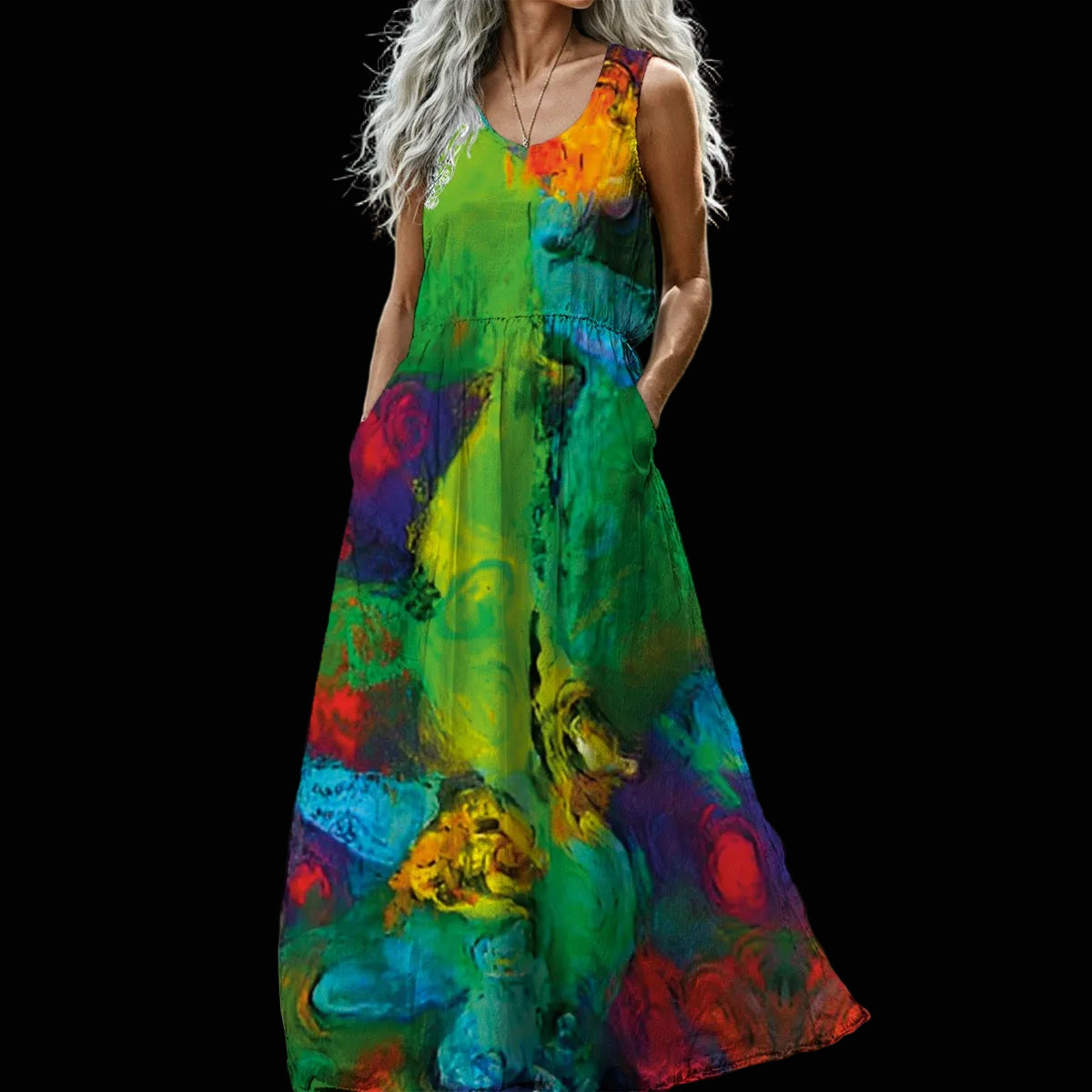“Verdant Dream” Women’s Sleeveless Maxi Dress