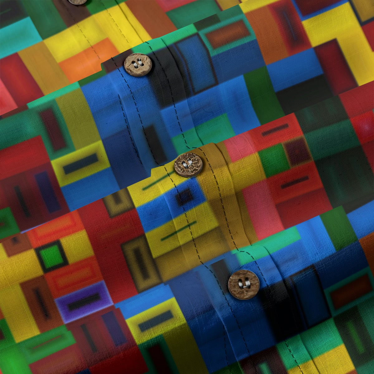 “Blocked” Men's Casual Lapel Long Sleeve Shirt|125GSM Cotton