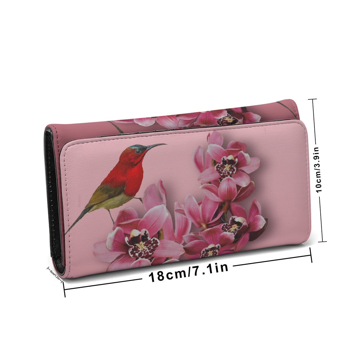 “Crimson Sunbird & Cymbidium Orchid”. Foldable Wallet.