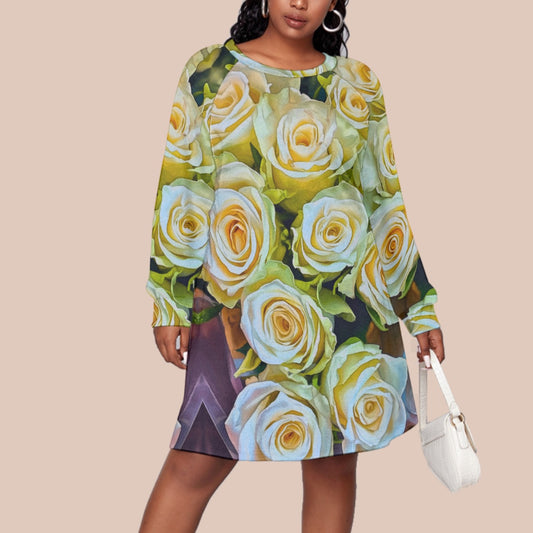 âRose Gardenâ Women's Dress With Raglan Sleeve(Plus Size)