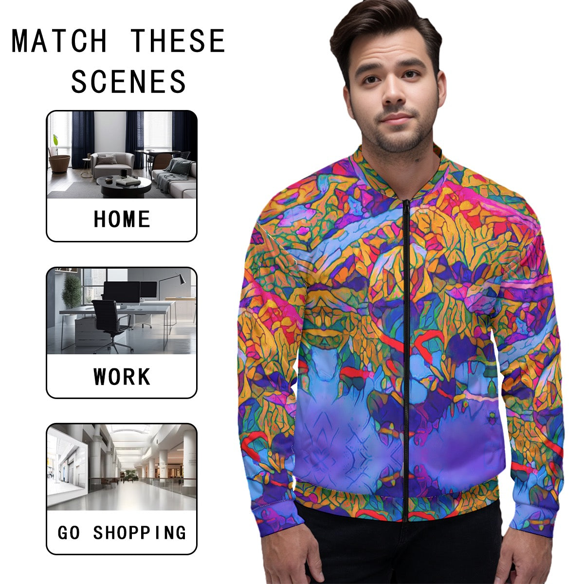 “Cerulean Spectrum” Unisex Bomber Jacket
