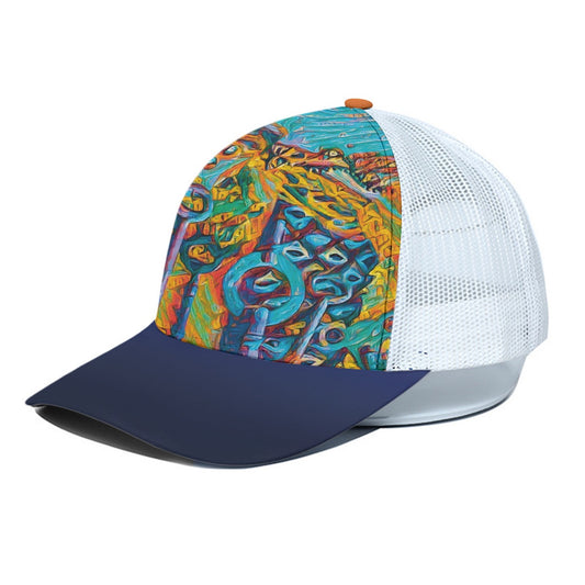 “Peregian” Unisex Trucker Hat With White Half-mesh