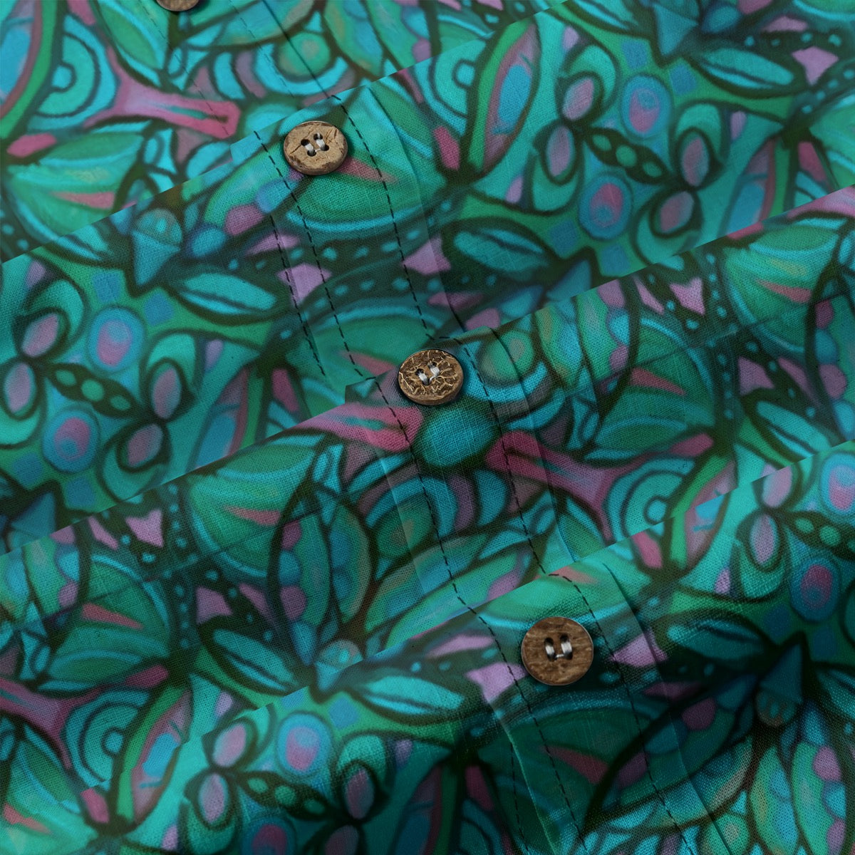 “Bloomfield Aquamarine” Men's Casual Lapel Long Sleeve Shirt|125GSM Cotton