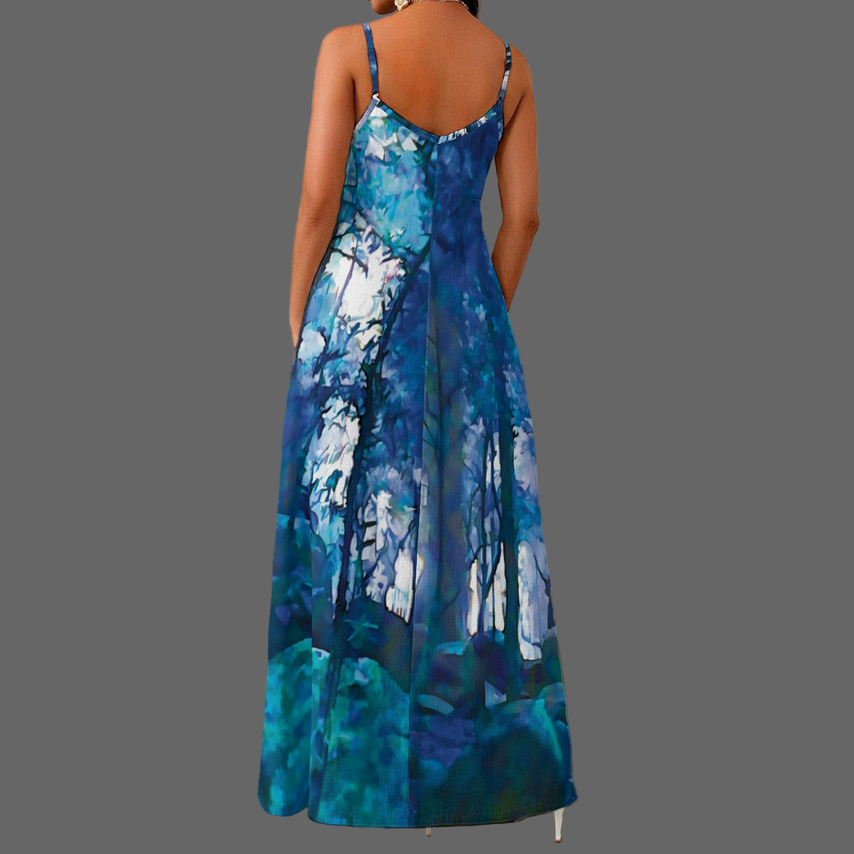 “Blue Forest“ Women's Elegant V-Neck Maxi Dress