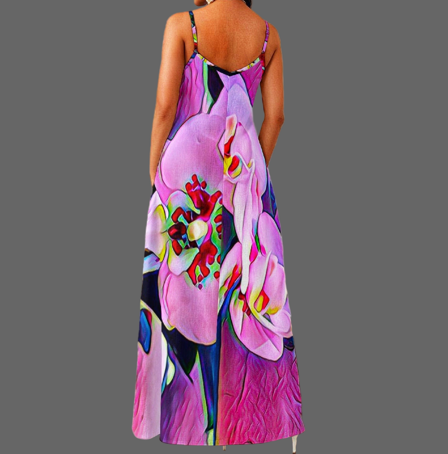 “Pink Orchid” Elegant V-Neck Maxi Dress