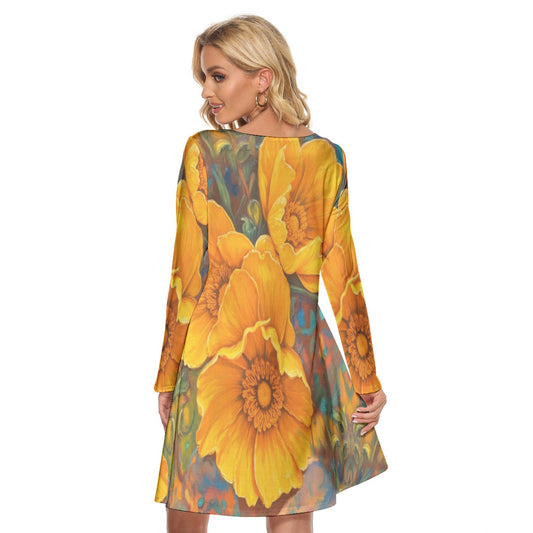 āGolden Cascadeā Women's Crew Neck Dress