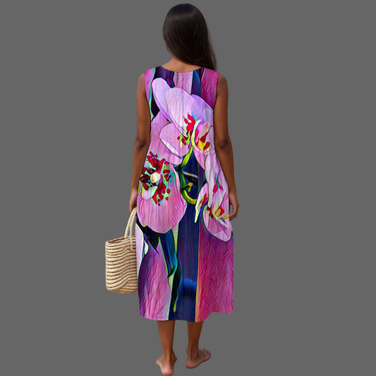 “Pink Orchid” Sleeveless Dress|125GSM Slub Cotton