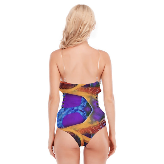 “Colour Vortex” Women's Tube Top Bodysuit With Side Black Straps