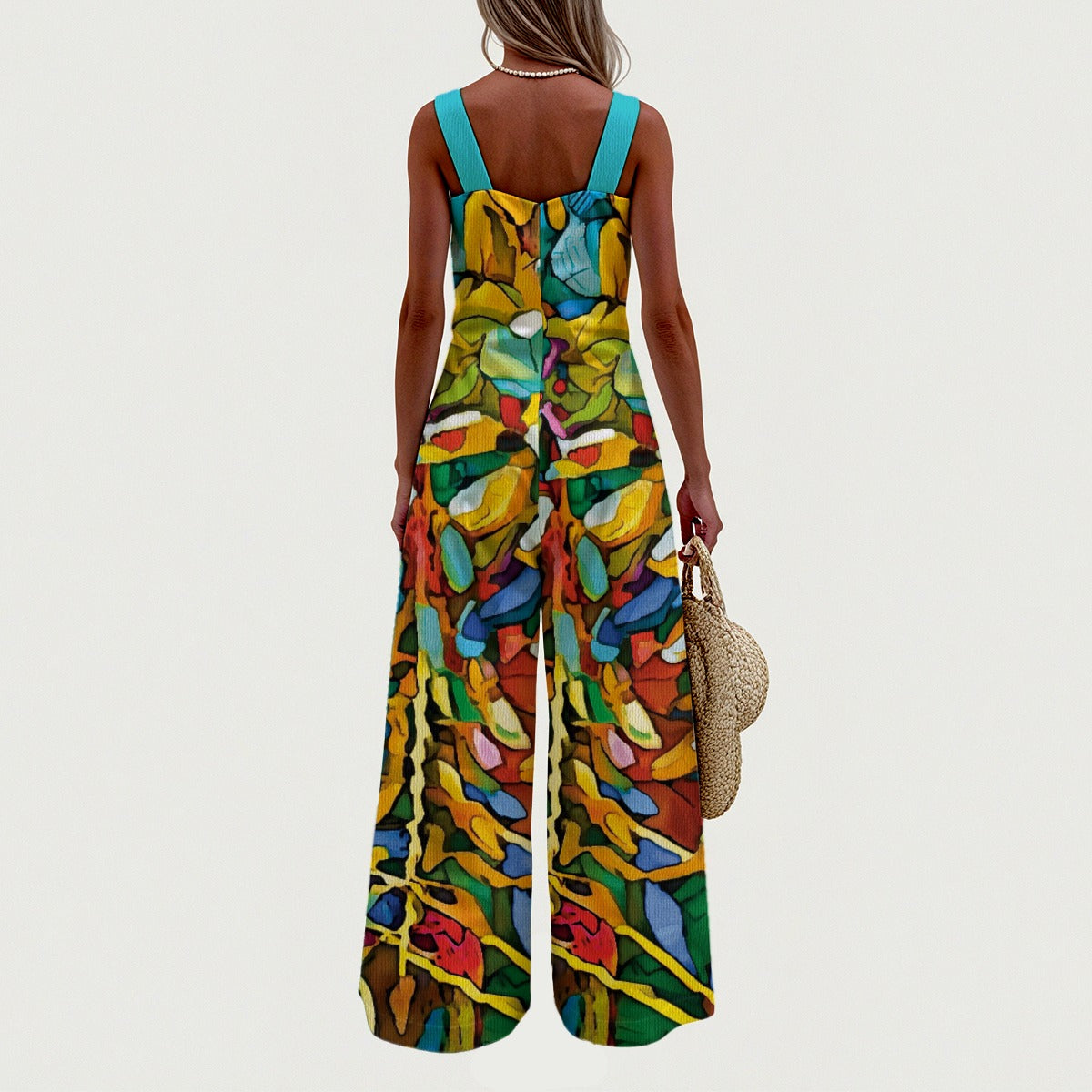 “Rainbow Wisteria” Women's Wide-Leg Jumpsuit