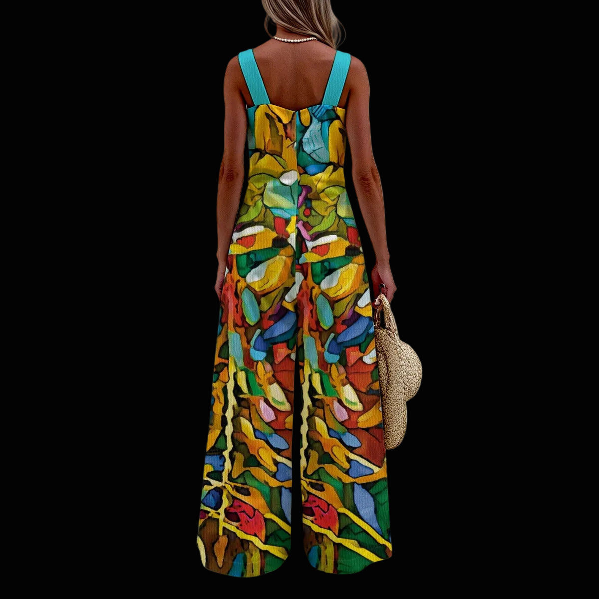 “Rainbow Wisteria” Women's Wide-Leg Jumpsuit
