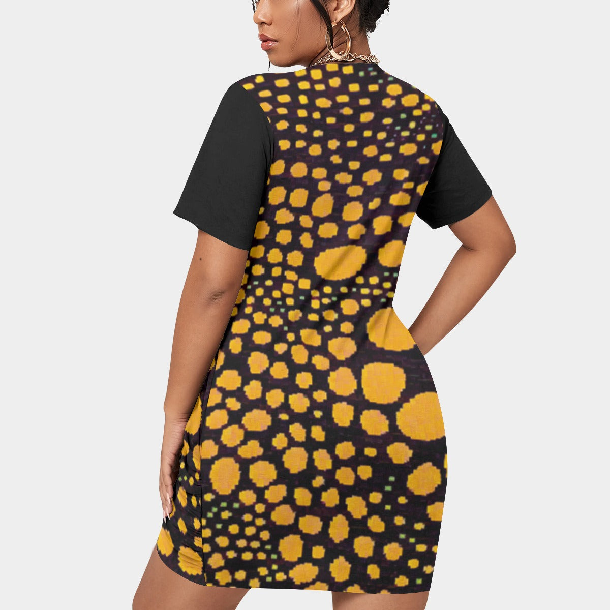 “Spot Me” Women’s Stacked Hem Dress With Short Sleeve(Plus Size)