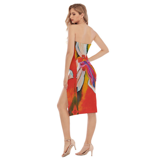 “Dietes” Women's Side Split Tube Top Dress