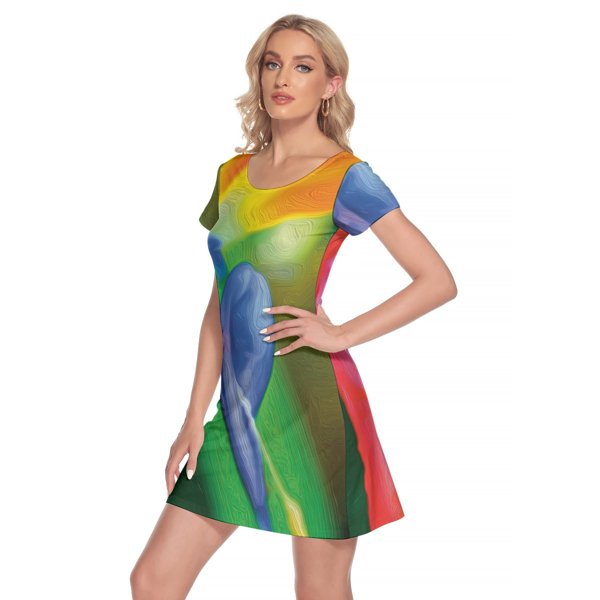 “Bird of Paradise” Women's Short Sleeve O-neck Dress