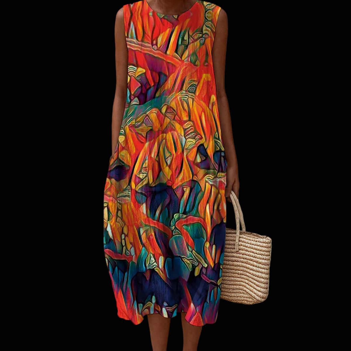 “Chromatic Fusion Dress” Sleeveless Dress|125GSM Slub Cotton
