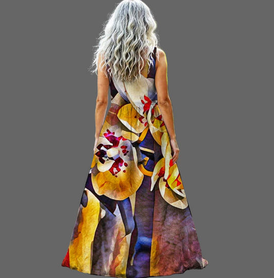 “Moth Orchid“ Sleeveless Maxi Dress