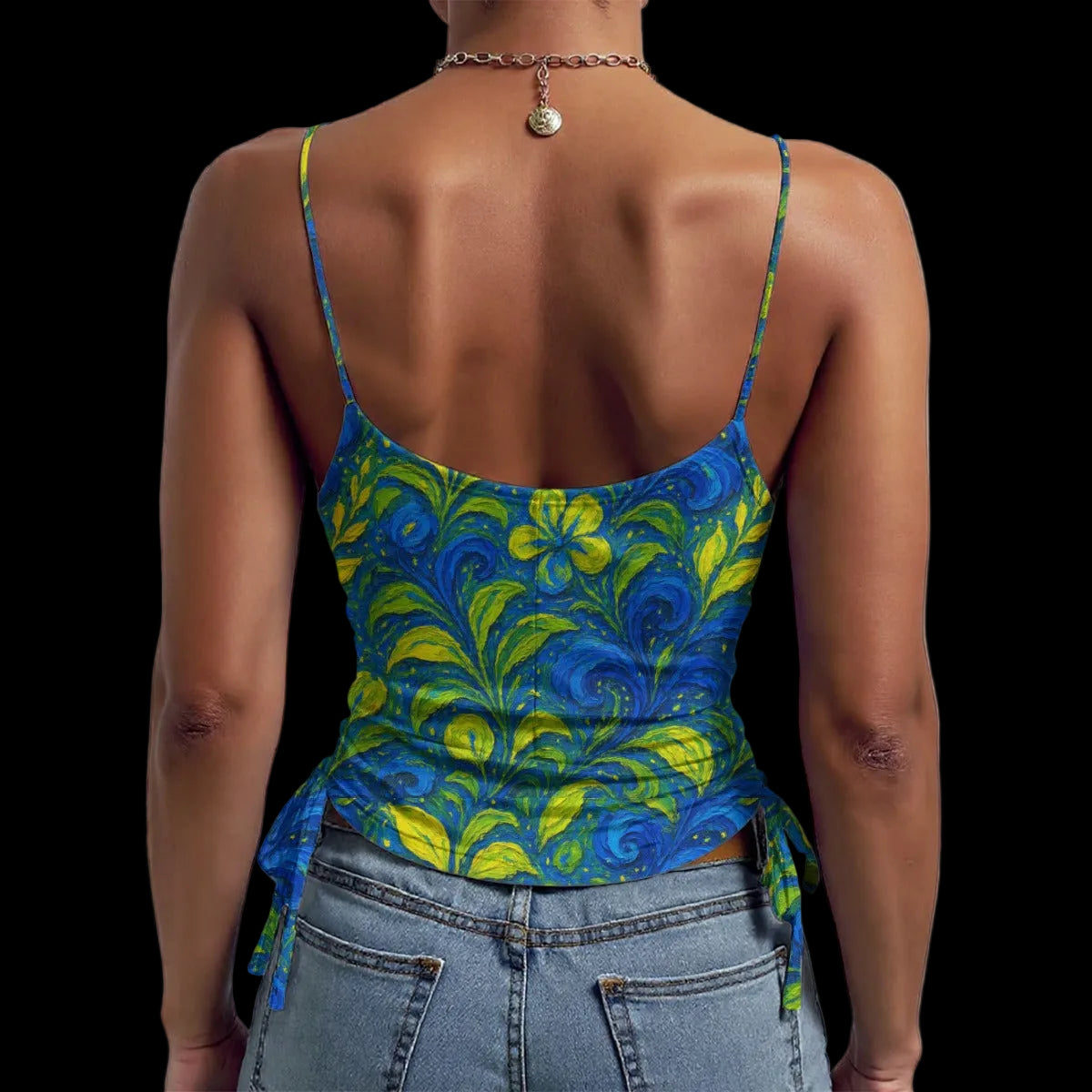 “Cobalt Meadow” Drawstring Camisole