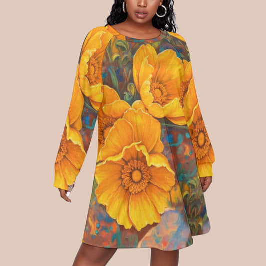 āGolden Cascadeā Women's Dress With Raglan Sleeve(Plus Size)