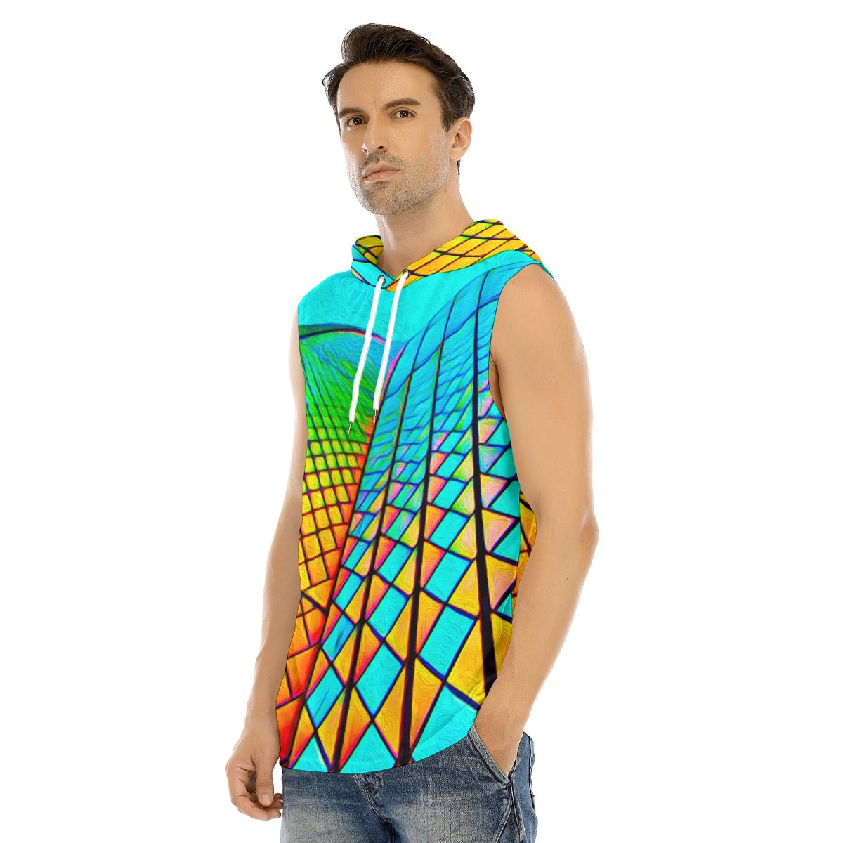 All-Over Print Men's Tank Hooded Vest