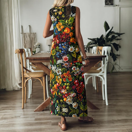āMidnight Gardenā Women's V-Neck Long Dress