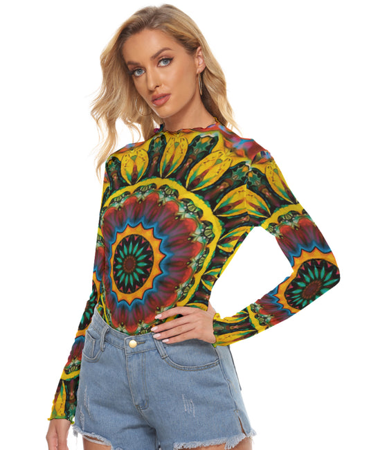 “Primary Mandala” Women's Mesh T-shirt