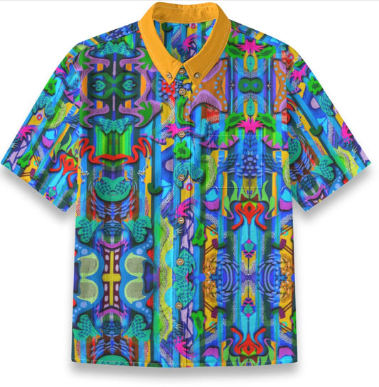 “Labyrinth” Blue Children's Shirt With Pocket | 125GSM Cotton