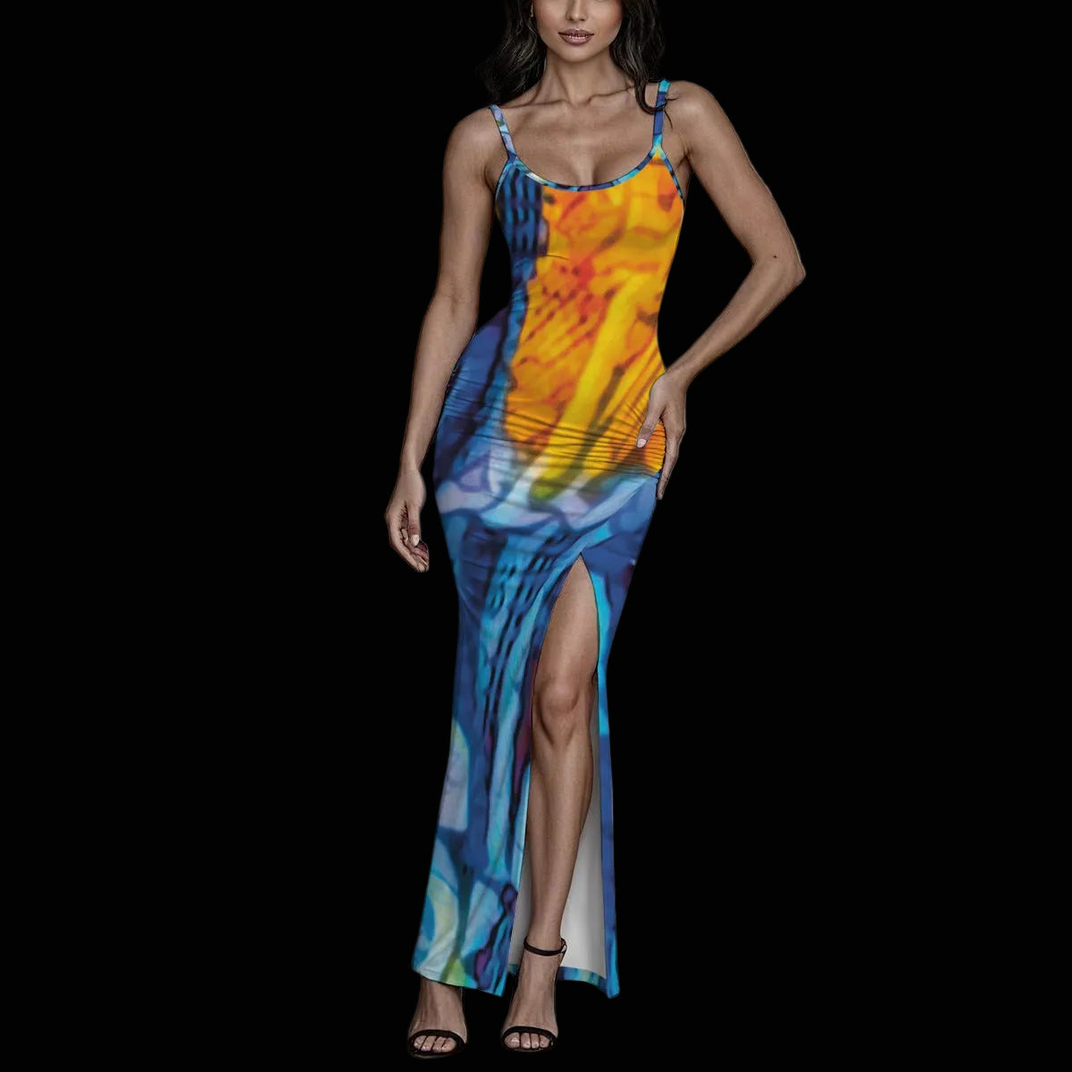“Oceanic” Women's Long Dress with Slit