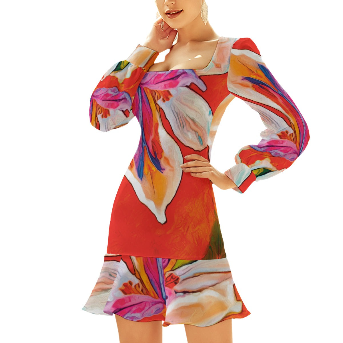 “Dietes” Women's Ruffle Hem Skinny Dress