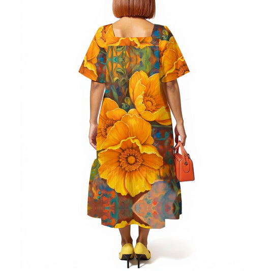 āGolden Cascadeā Women's Elegant Long Dress