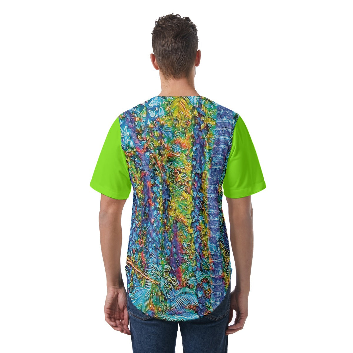 “Flouro Jungle” Men's Short Sleeve Baseball Jersey