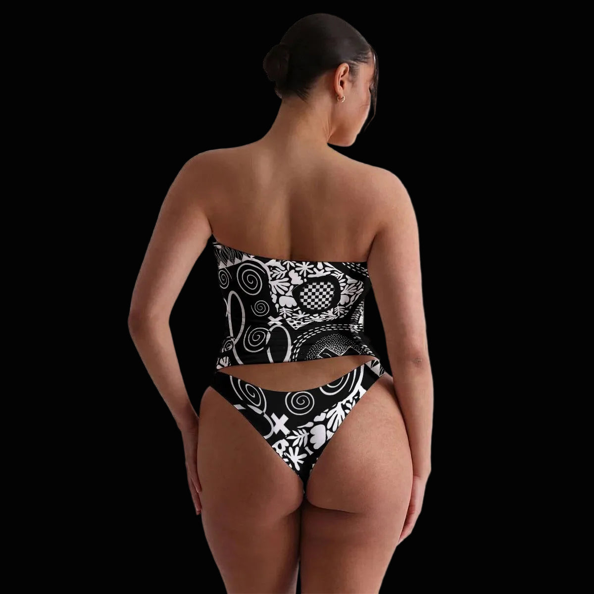 “Scribble” Women's Strapless Tube Top Set