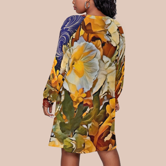 “Solara” Women's Dress With Raglan Sleeve(Plus Size)