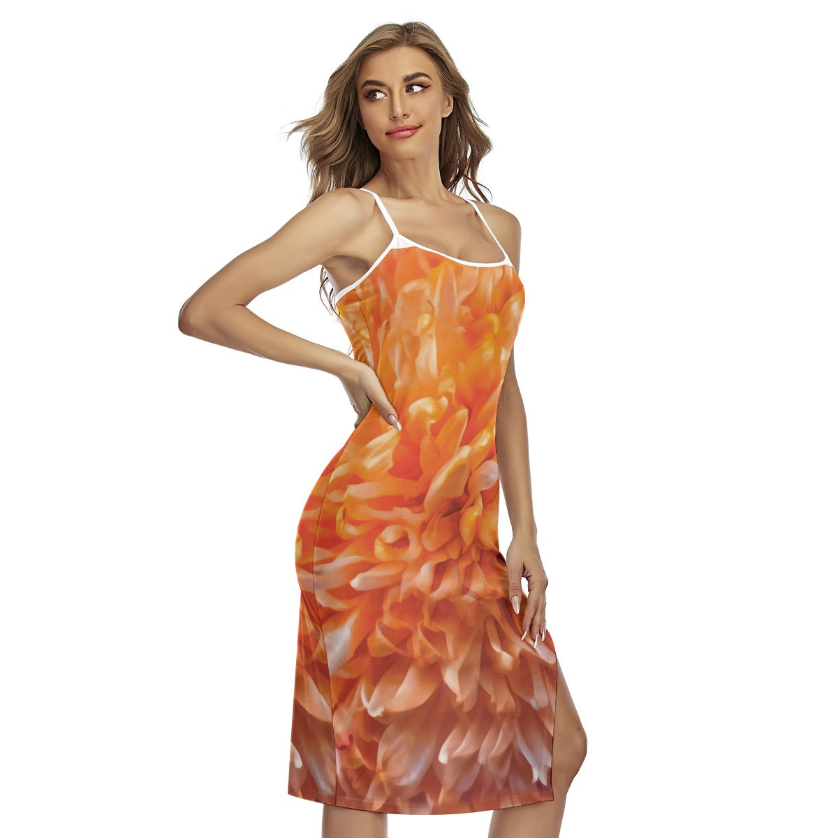 “Peachy” Back Cross Cami Dress